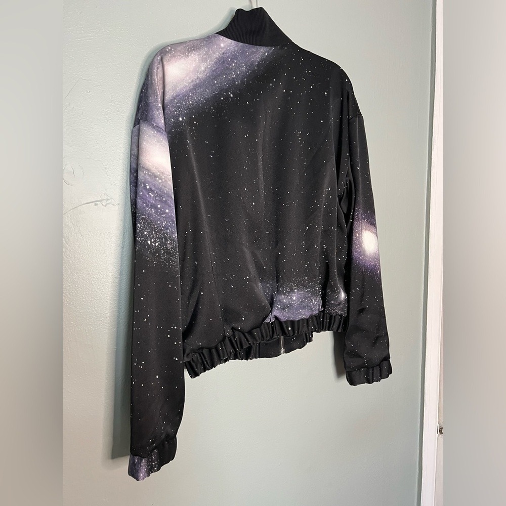 Pinko Galaxy Print Track Bomber Jacket In Black tech retro 80s style alien space - Picture 9 of 14